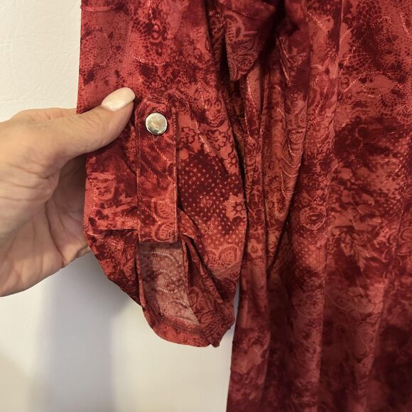 Studio Works Top Womens 3X Red dark Floral artsy grunge romantic office boho - Picture 10 of 12